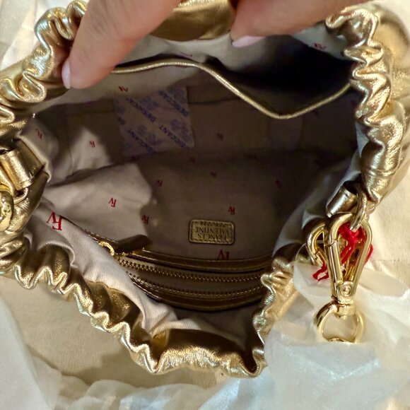 Frances Valentine Gold Pouch Bici New With Tags - Picture 4 of 7